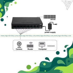 8-Port Mini Ethernet Switch, Desktop, Hubs, Network, Laptop, IP Camera, NVR without adapter