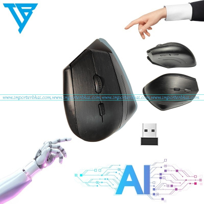 ​​​​​​​wireless vertical 6 buttons gaming mouse 1600DPi and 2.4GHz wireless nano receiver (Black)